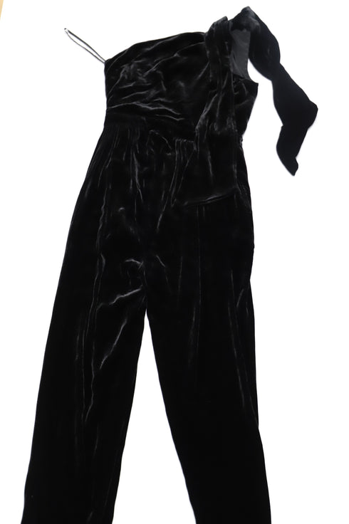 Women's Ulla Johnson Tess One Shoulder Jumpsuit in Black Velvet