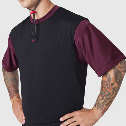 1186. SUPIMA® Ice-Skin™ Reversible Tee - Merlot/Black