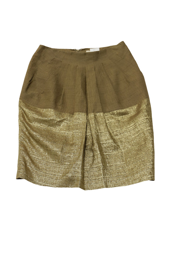 Women's Etro Dual Tone Tulip Skirt in Gold Silk