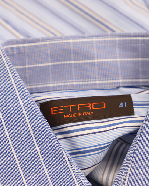 Men's Etro Striped Buttondown Shirt in Blue Cotton