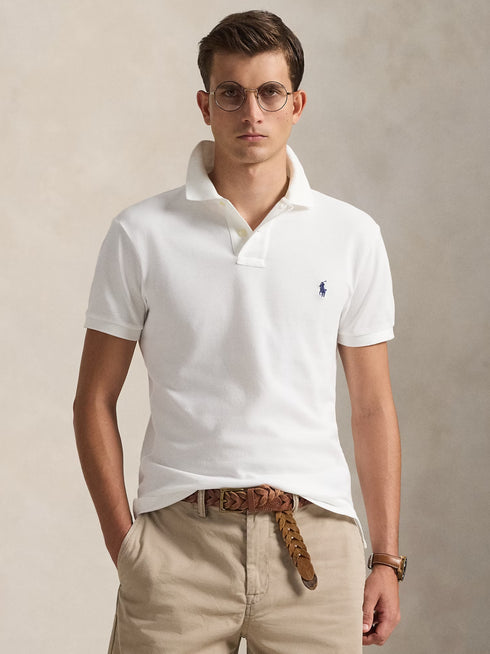 RALPH LAUREN Slim Fit Mesh Polo Shirt White
