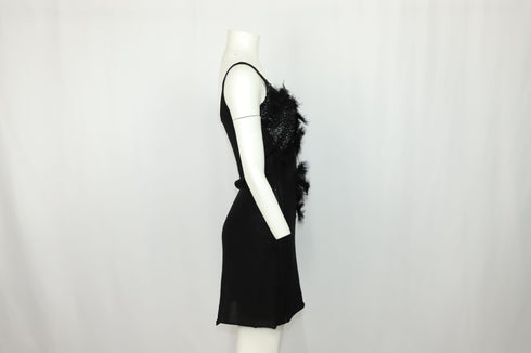 Women's Joseph Embellished Knee-Length Dress in Black Wool