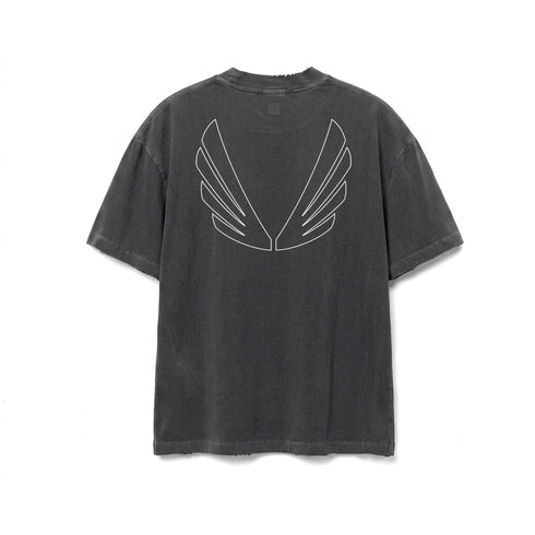 1208. Tech Essential™ Oversized Boxy Tee - Faded Grey "Outline"