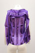 Women's Alice + Olivia Gwenda Sleeveless Paneled Tie-Neck Tunic Blouse in Purple Silk