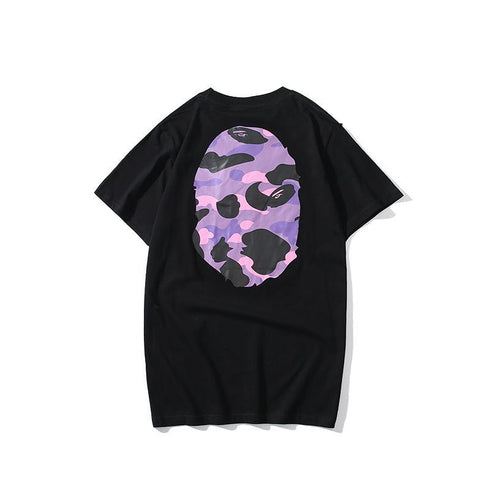 Bathing Ape T-Shirt Summer Purple Camouflage Print Casual Short Sleeve T-shirt