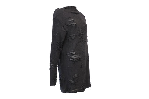 Women's Iro x Anja Rubik Iriza Distressed Dress in Black Cotton