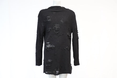 Women's Iro x Anja Rubik Iriza Distressed Dress in Black Cotton