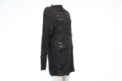 Women's Iro x Anja Rubik Iriza Distressed Dress in Black Cotton