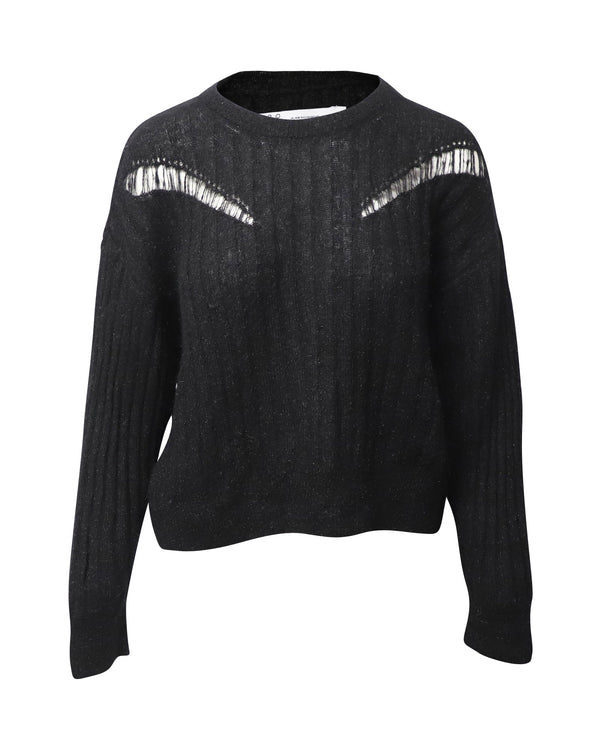 Women's Iro Distressed Pullover in Black Nylon