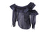 Women's Self-Portrait Plumetis Frilled Top in Blue Polyester