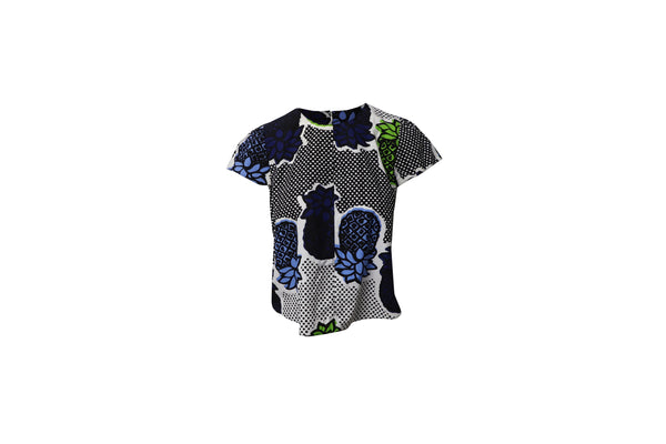 Women's Moschino Pineapple Print Top in Multicolor Cotton