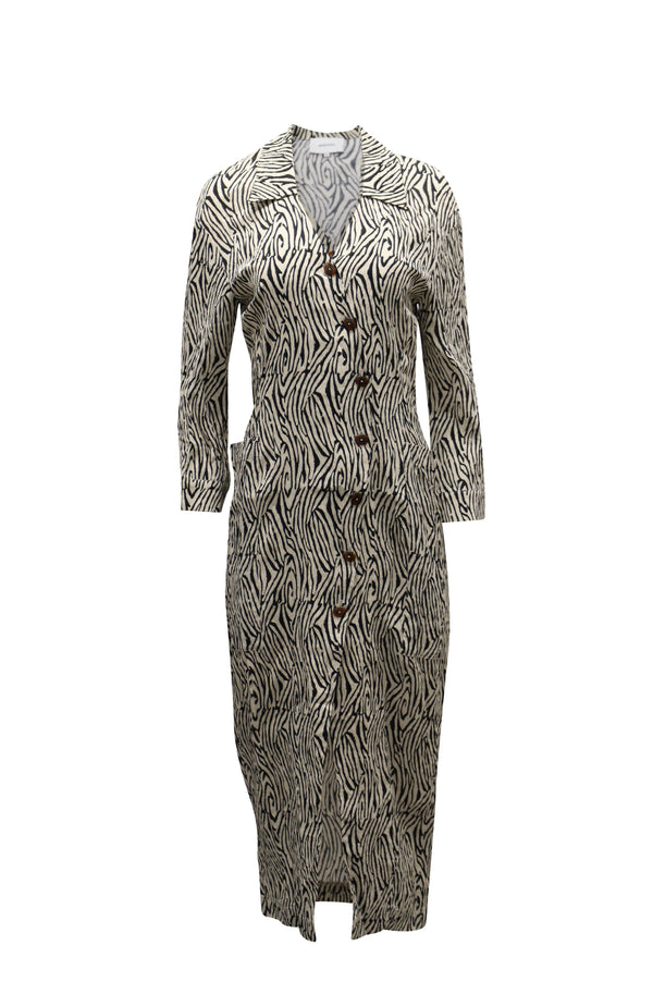 Women's Nanushka Capri Zebra-print Midi Dress In Animal Print Viscose
