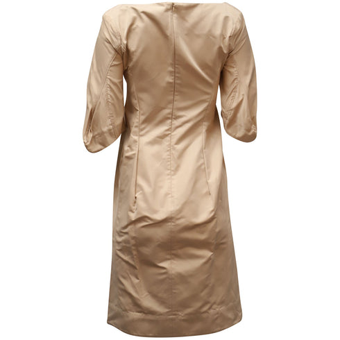 Women's Jil Sander Short Sleeves Midi Dress in Nude Polyester