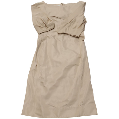 Women's Jil Sander Short Sleeves Midi Dress in Nude Polyester