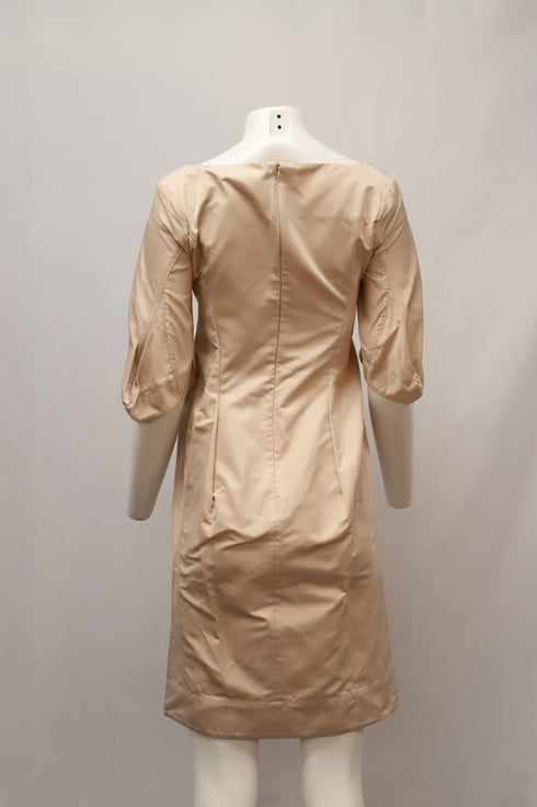 Women's Jil Sander Short Sleeves Midi Dress in Nude Polyester