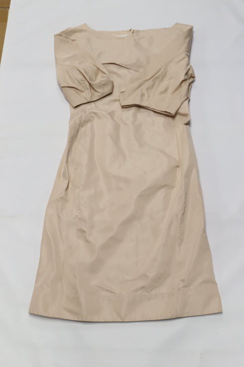 Women's Jil Sander Short Sleeves Midi Dress in Nude Polyester