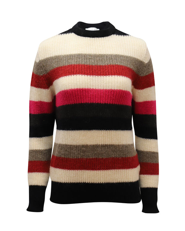Women's Iro Solal Ribbed Striped Small Sweater in Multicolor Acrylic