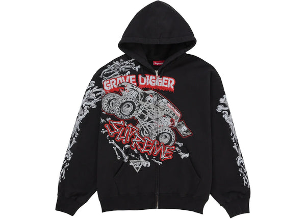 Supreme Grave Digger Zip Up Hooded Sweatshirt Black