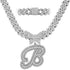 14MM Custom Initial Letter Cuban Butterfly Pendant Necklace