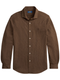 RALPH LAUREN Houndstooth Jersey Spread-Collar Shirt Nutmeg Brown
