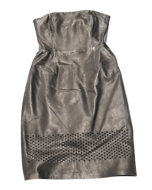 Women's Alexander Wang Strapless Dress with Cutout Details in Black Leather