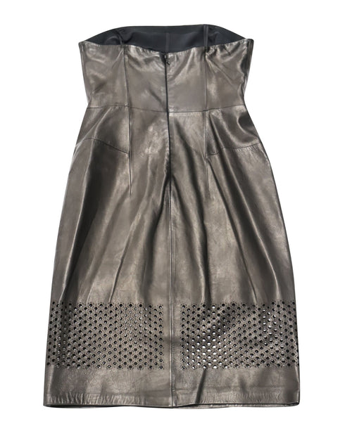 Women's Alexander Wang Strapless Dress with Cutout Details in Black Leather