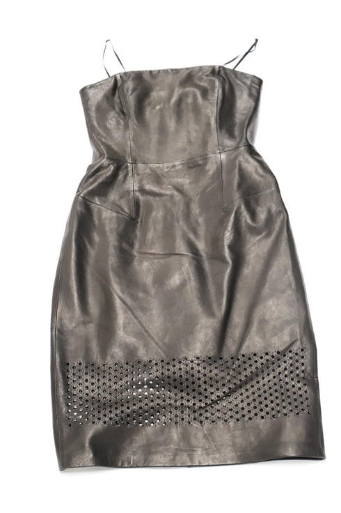 Women's Alexander Wang Strapless Dress with Cutout Details in Black Leather