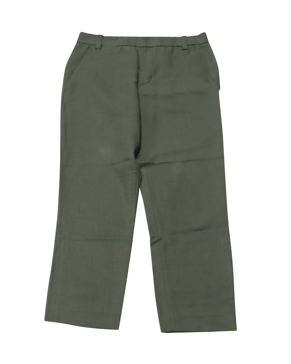Women's Vince Straight Leg Trousers in Olive Green Cotton