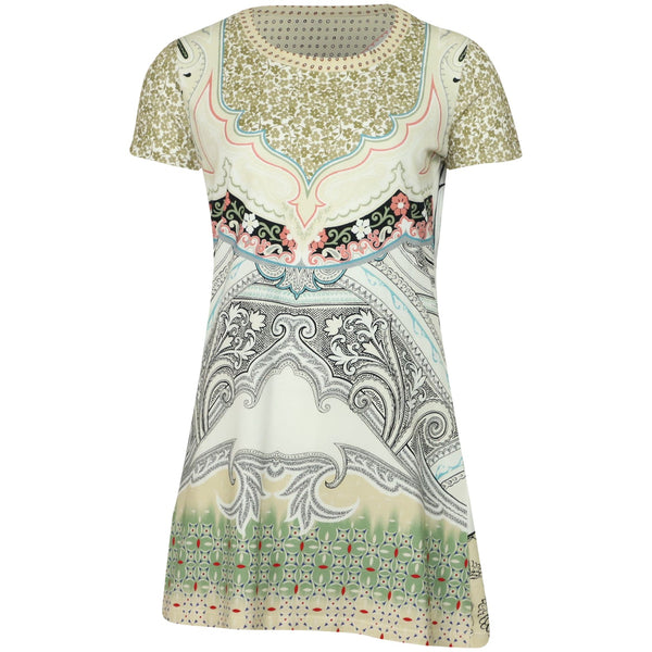 Women's Etro Short Sleeve Print Casual Dress in Multicolor Cotton