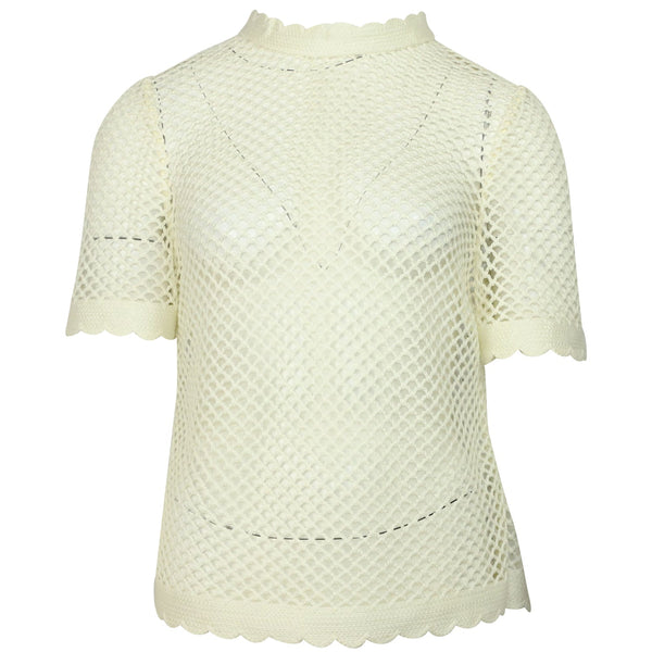 Women's Self-Portrait Crochet Top in Cream Polyester