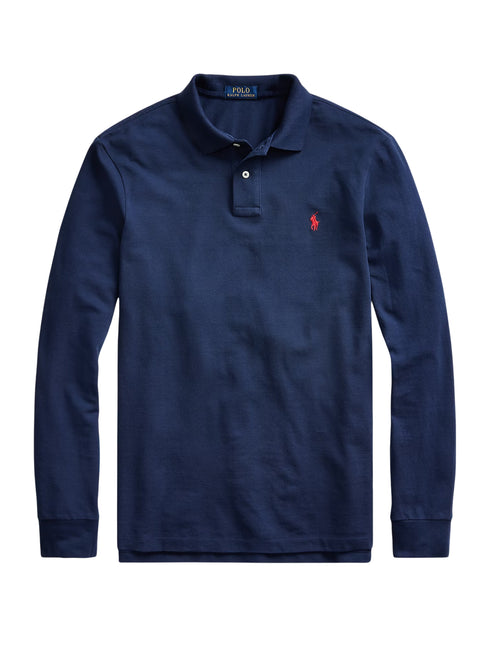 RALPH LAUREN Custom Slim Fit Mesh Polo Shirt Newport Navy