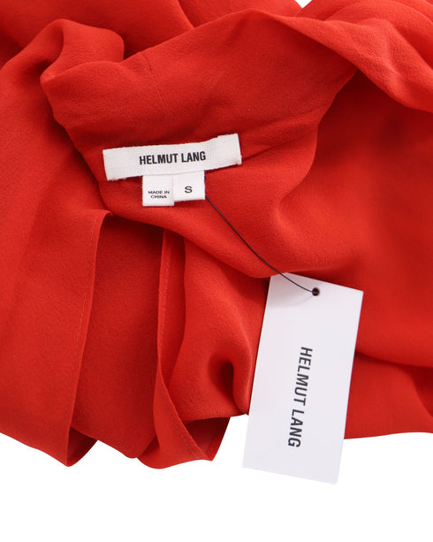 Women's Helmut Lang Surplice Blouse in Orange Silk