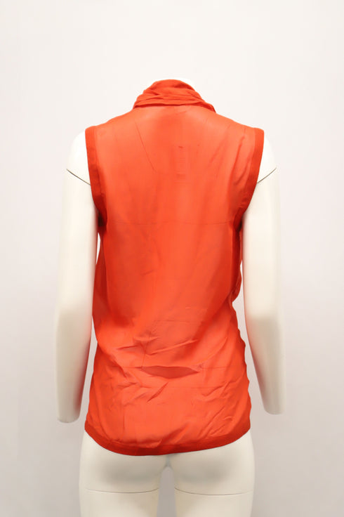Women's Helmut Lang Surplice Blouse in Orange Silk