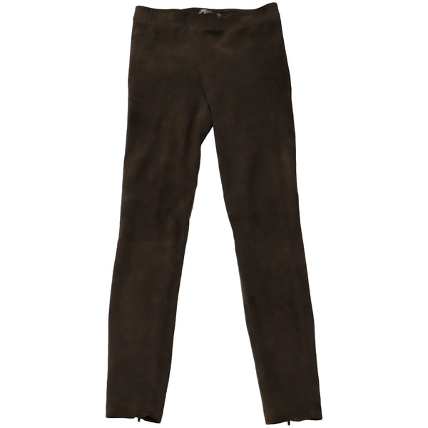 Women's Vince Split-Hem Cropped Pants in Brown Suede