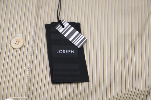 Women's Joseph Barker Pinstripe Midi Shirt Dress in Beige Cotton