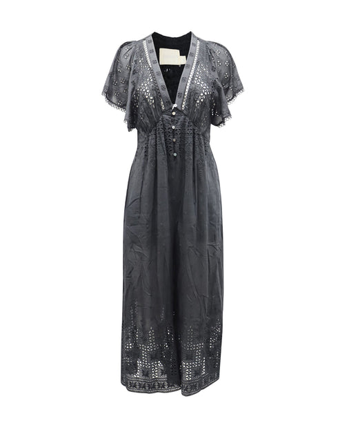 Women's Zimmermann Harlequin Broderie-Anglaise V-neck Jumpsuit in Black Cotton