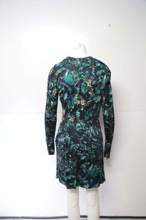 Women's Peter Pilotto Geometric Print Ruched Dress in Multicolor Silk