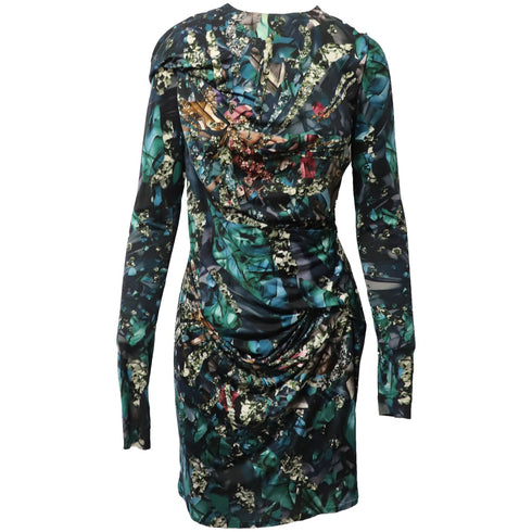 Women's Peter Pilotto Geometric Print Ruched Dress in Multicolor Silk
