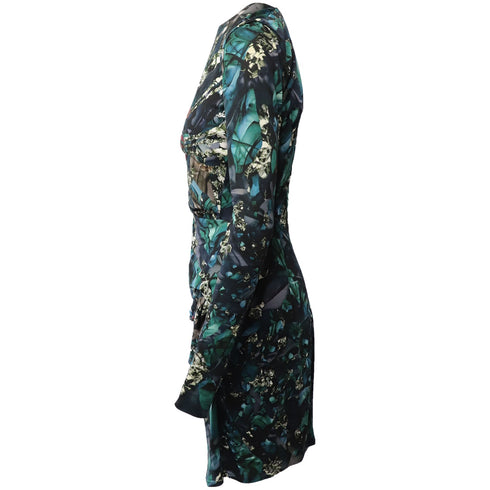Women's Peter Pilotto Geometric Print Ruched Dress in Multicolor Silk