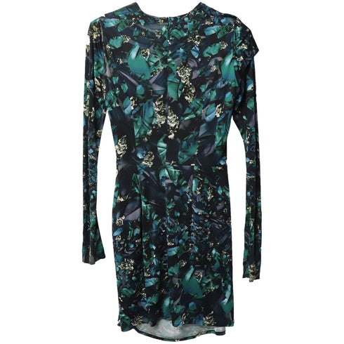 Women's Peter Pilotto Geometric Print Ruched Dress in Multicolor Silk