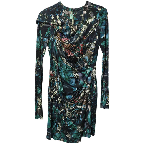 Women's Peter Pilotto Geometric Print Ruched Dress in Multicolor Silk