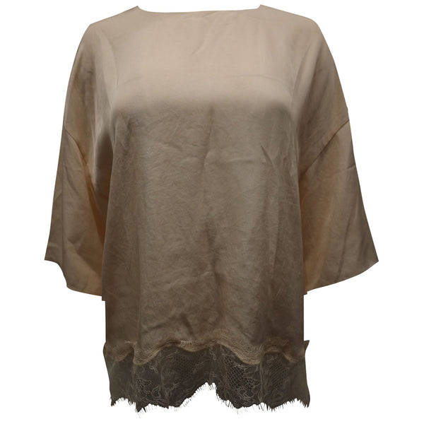 Women's Vince Lace Trim Top in Beige Triacetate