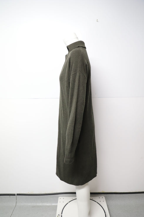 Women's Joseph Oversized Knit Dress in Dark Green Wool
