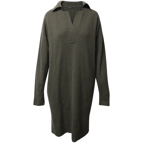 Women's Joseph Oversized Knit Dress in Dark Green Wool