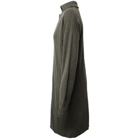 Women's Joseph Oversized Knit Dress in Dark Green Wool