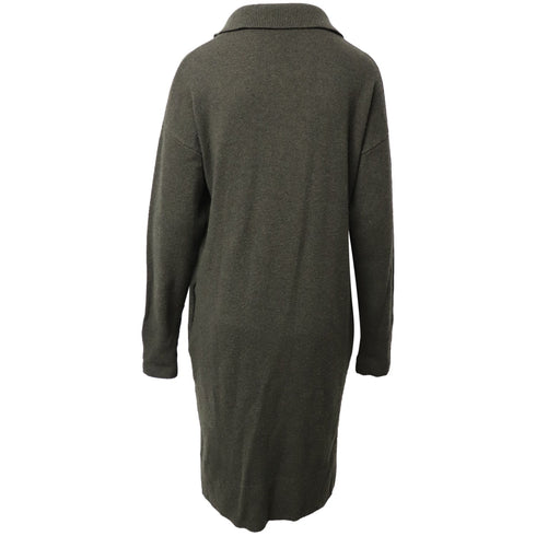 Women's Joseph Oversized Knit Dress in Dark Green Wool