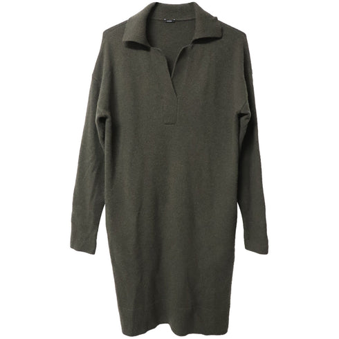 Women's Joseph Oversized Knit Dress in Dark Green Wool