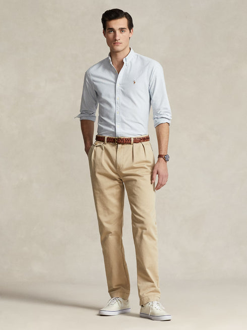 RALPH LAUREN Slim Fit Striped Oxford Shirt Blue/White