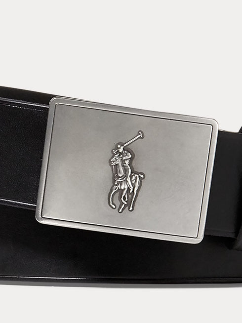 RALPH LAUREN Pony Plaque Leather Belt Black