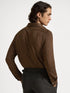 RALPH LAUREN Houndstooth Jersey Spread-Collar Shirt Nutmeg Brown